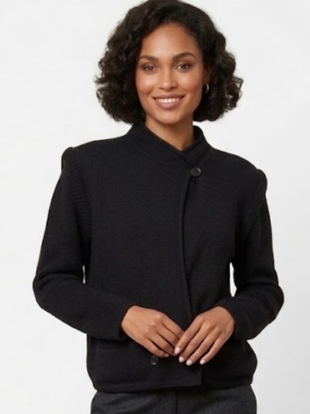 Agnona Y2K 100% Wool Black Women's Short Knit Cardigan Sweater